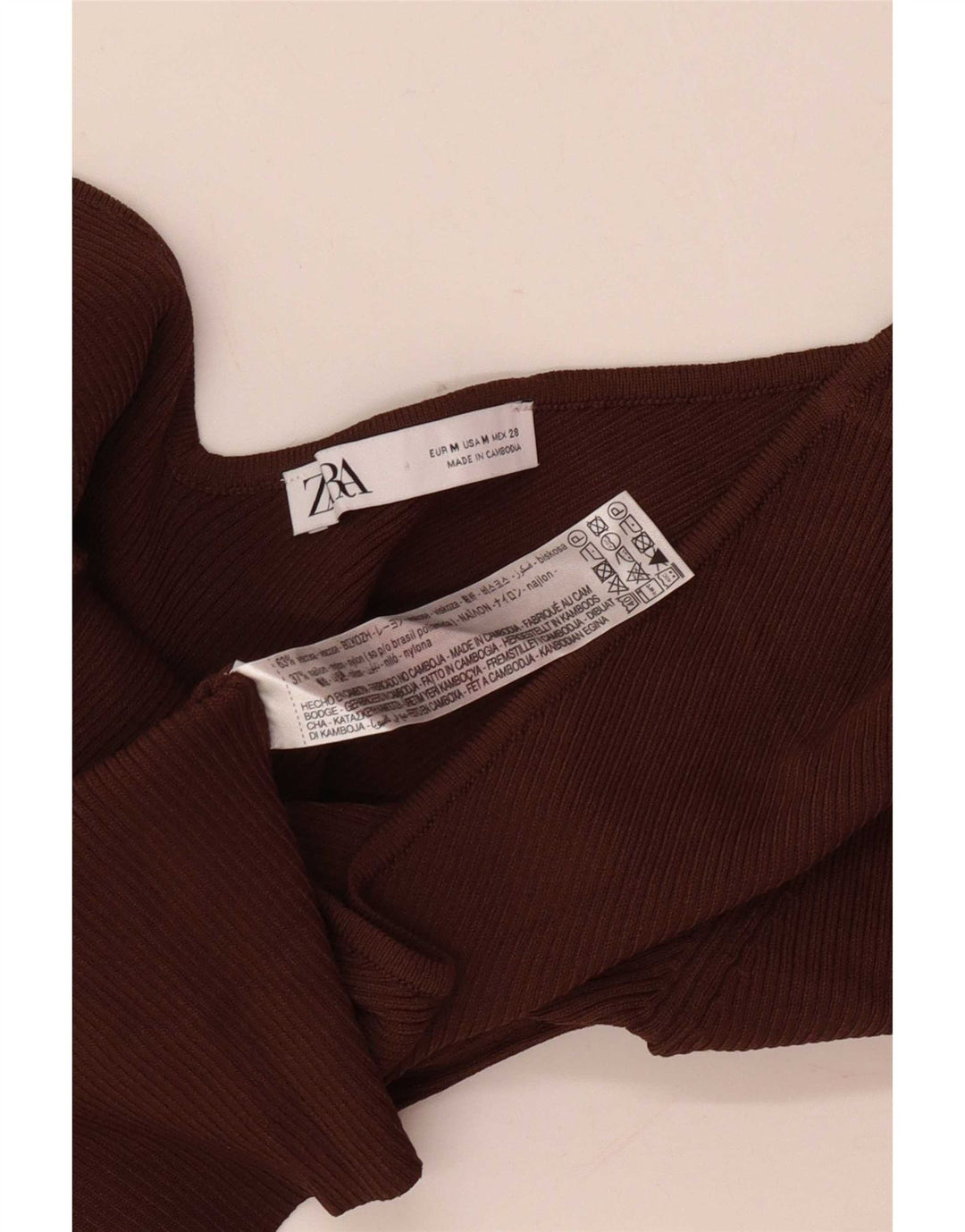Zara Damen One Shoulder Top UK 12 Mittelbraune Viskose