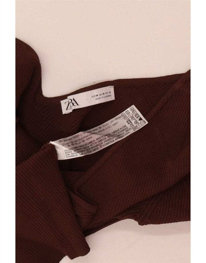Zara Damen One Shoulder Top UK 12 Mittelbraune Viskose