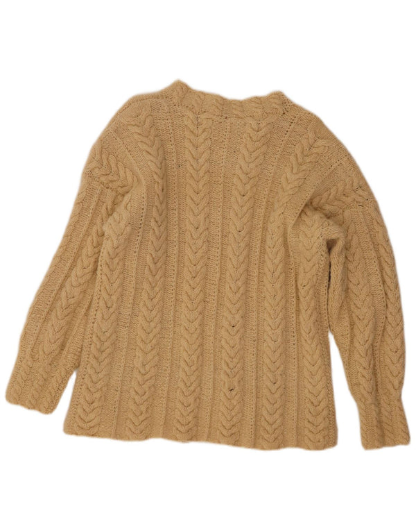 VINTAGE Damen-Pullover mit U-Boot-Ausschnitt, UK 14, Größe L, Beige