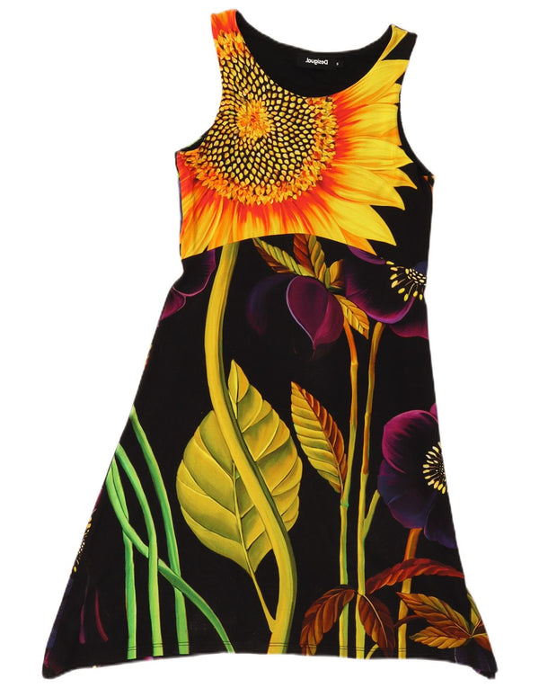 Desigual Womens Graphic Sundress UK 8 Small Schwarz geblümte Viskose