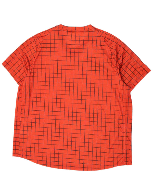 Nike Herren Dri Fit T-Shirt Top 2XL Orange Karo Polyester