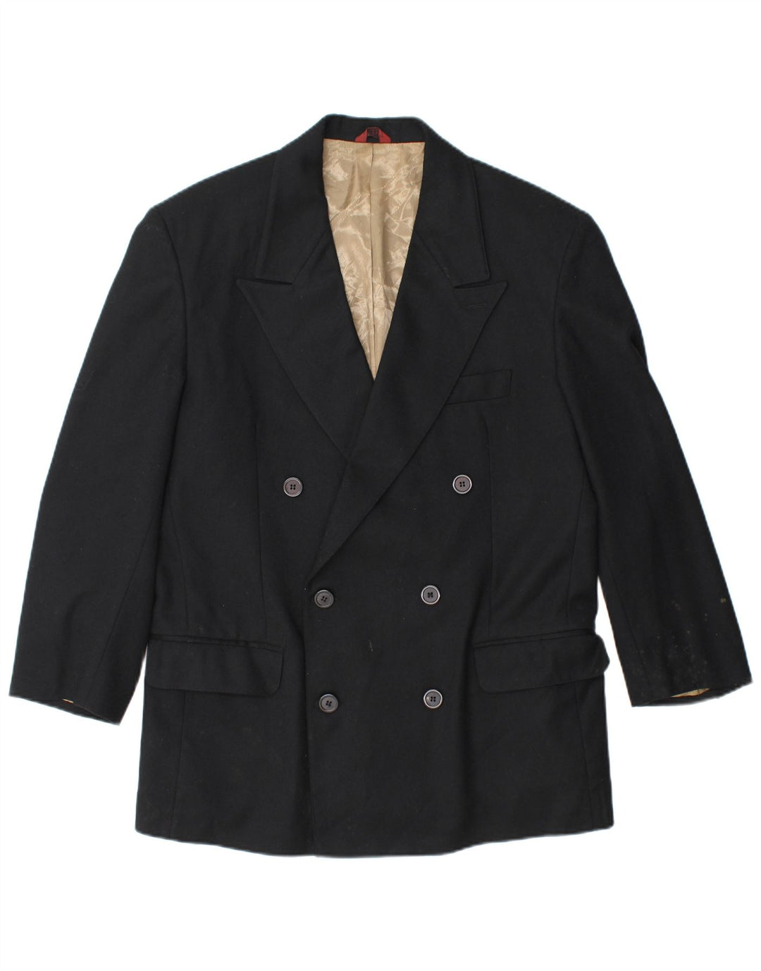 SISLEY Zweireihiger Herren-Blazer, Größe UK 38, mittelschwarze Wolle