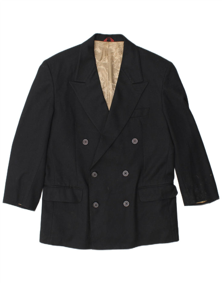 SISLEY Zweireihiger Herren-Blazer, Größe UK 38, mittelschwarze Wolle