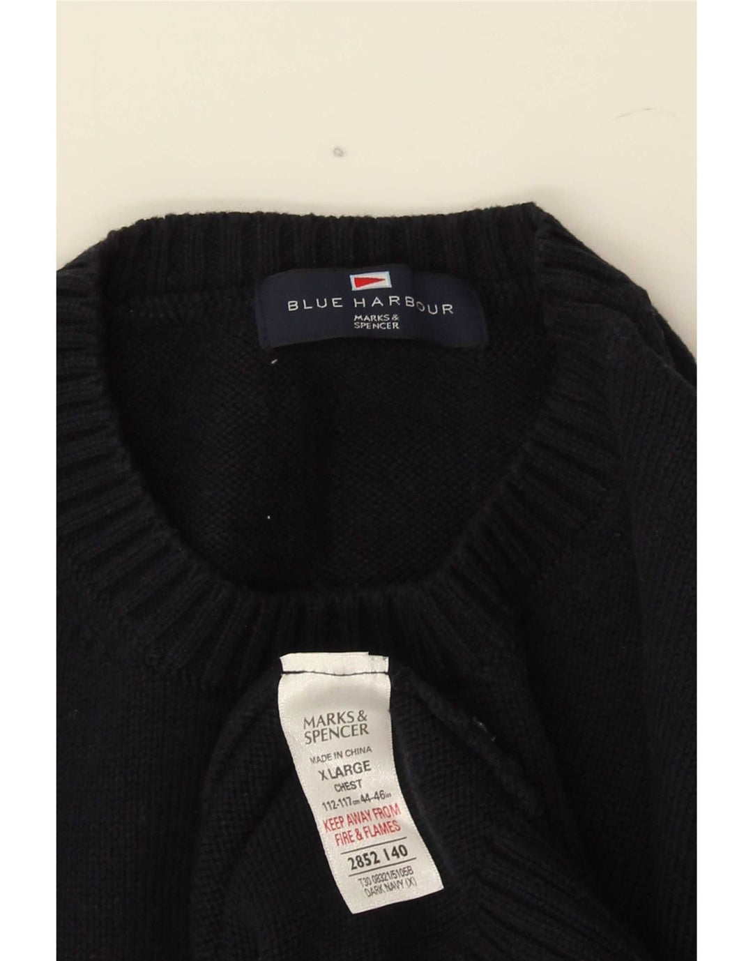 Marks & Spencer Herren Blue Harbor Rundhalspullover Pullover XL Marineblau