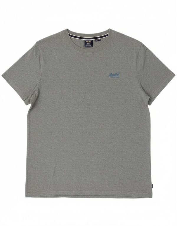 Superdry Herren-T-Shirt-Oberteil 3XL aus grau gefleckter Baumwolle
