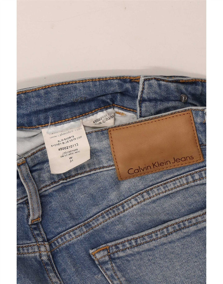 Calvin Klein Herren Distressed Slim Denim Shorts Medium W31 Blau