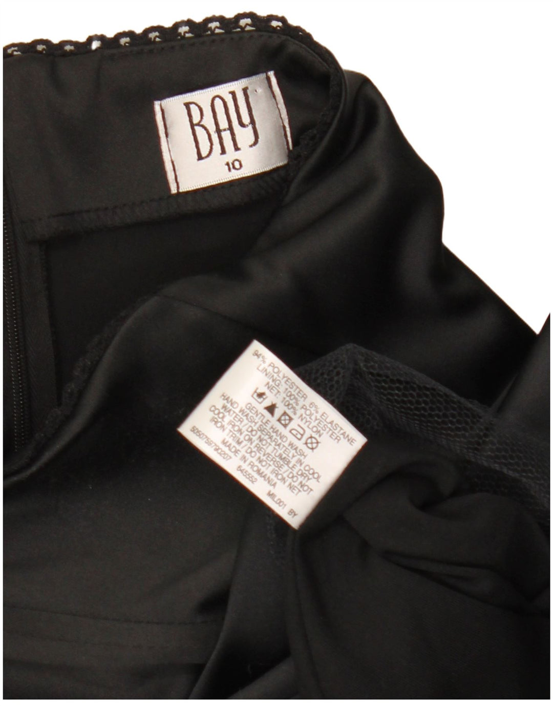 Bay Damen Trägerloses Kleid UK 10 Small Schwarz Polyester