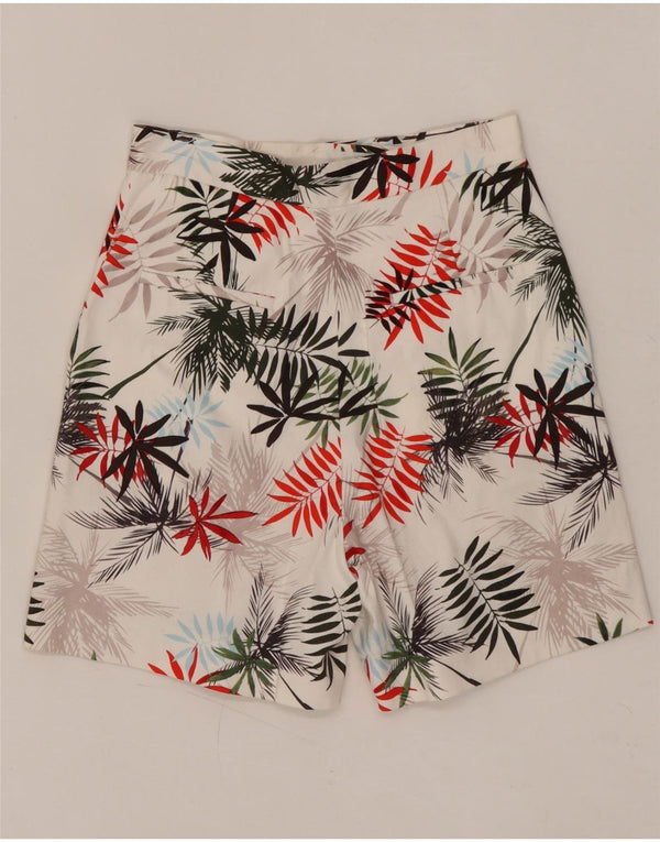 REISS Damen-Chinoshorts mit hoher Taille, UK 6, XS, W24, weiße Baumwolle mit Blumenmuster