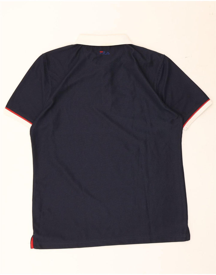 Fila Herren-Poloshirt, groß, marineblau, Farbblock-Polyester
