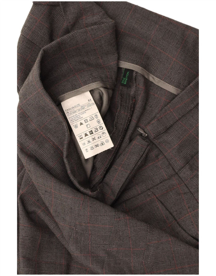 BENETTON Womens Pencil Skirt IT 44 Medium W34 Grey Check Polyester