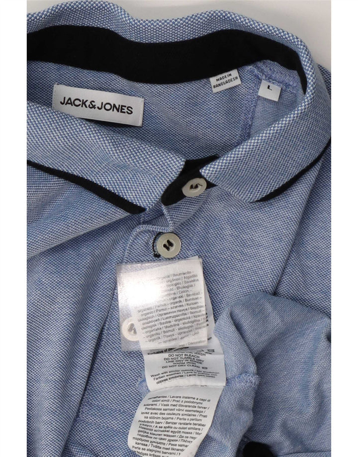 Jack & Jones Herren-Poloshirt, große blaue Baumwolle