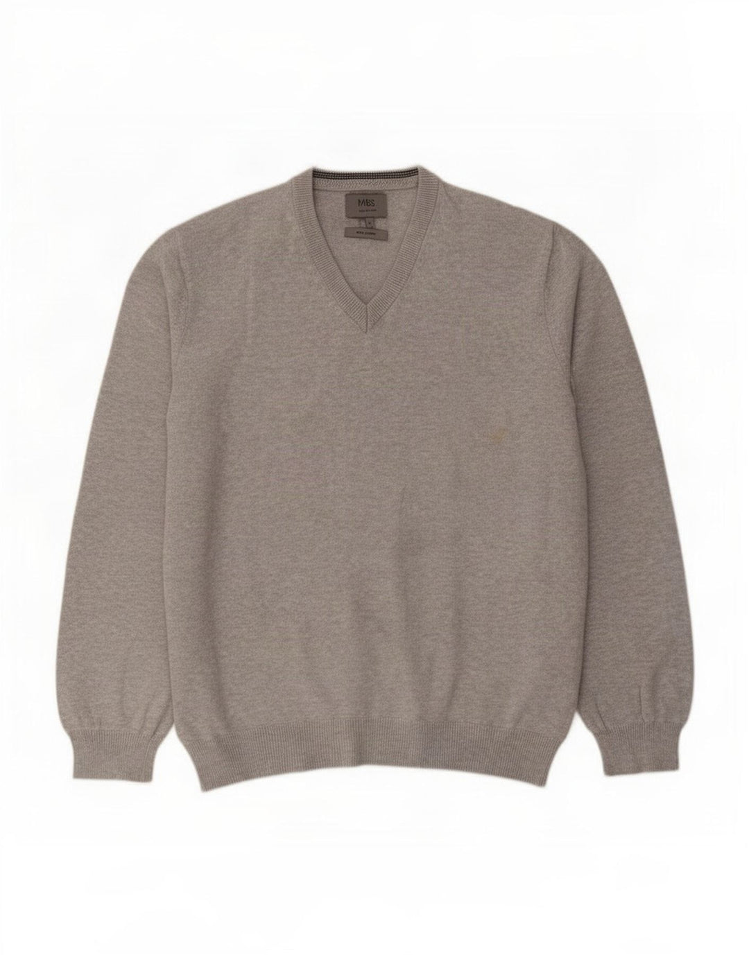 Marks & Spencer Herren-Pullover mit V-Ausschnitt, groß, grau gefleckte Baumwolle