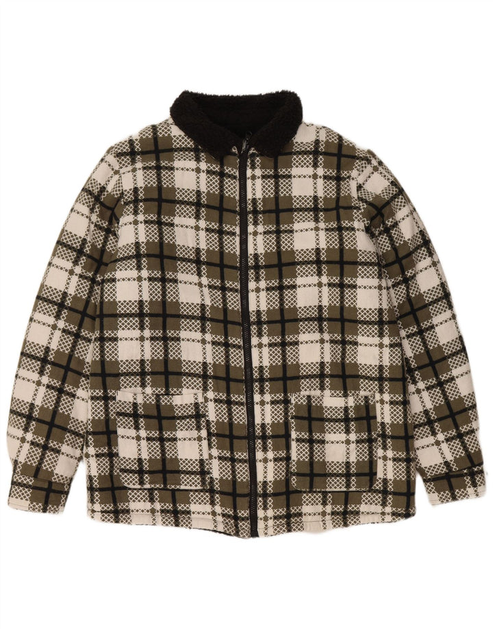 VINTAGE Damen Sherpa Jacke UK 16 Large Green Check