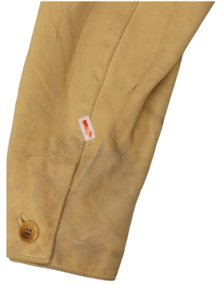 Vintage Damen 3 Knopf Leder Blazer Jacke UK 10 Small Gelb