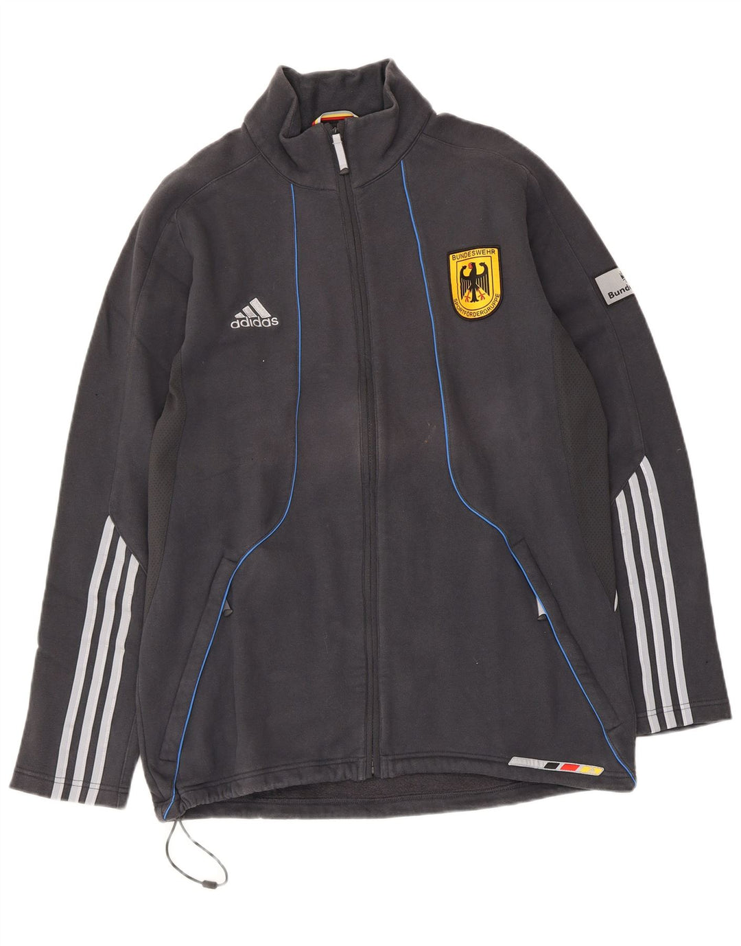Adidas Herren Trainingsanzug Top Jacke UK 42/44 Große graue Baumwolle