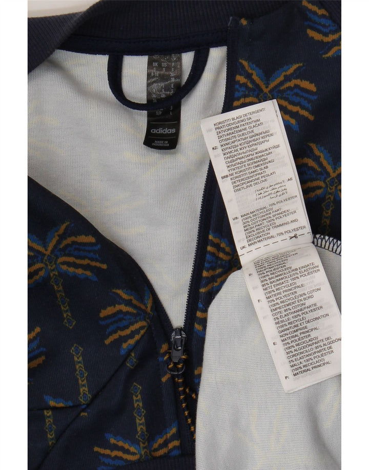 ADIDAS Damen-Trainingsanzug, Top-Jacke, UK 8/10, klein, Marineblau mit Blumenmuster