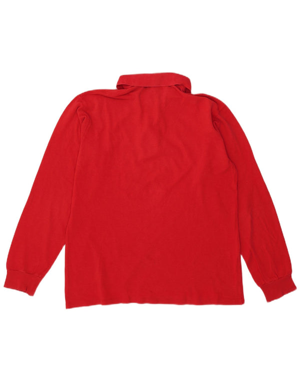 Lacoste Mens Long Sleeve Polo Shirt Size 4 Medium Red Cotton