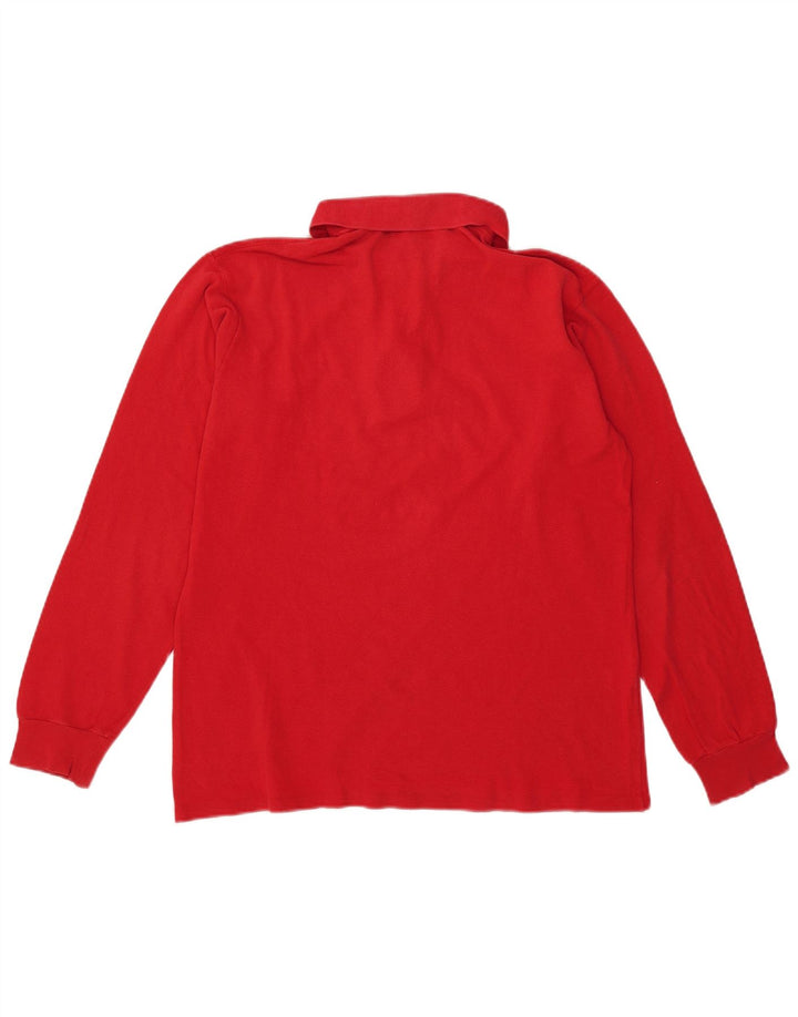 Lacoste Herren-Langarm-Poloshirt, Größe 4, mittelrote Baumwolle