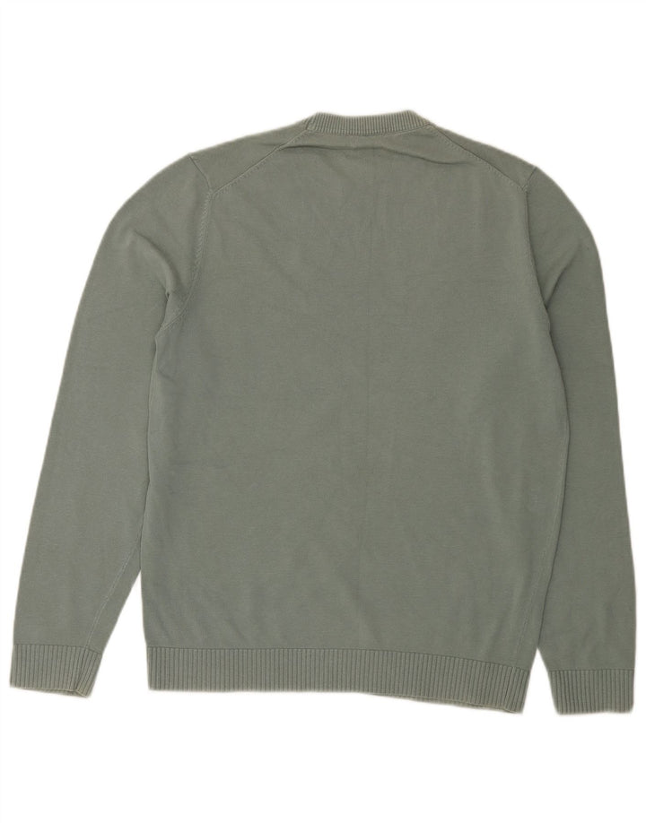 Massimo Dutti Herren-Pullover mit Rundhalsausschnitt, Mittelgrün