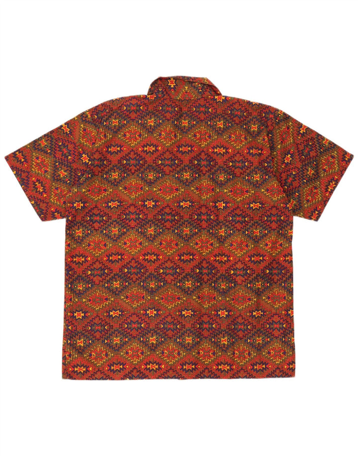 Vintage Herren Kurzarmhemd, groß, mehrfarbig, geometrisch, Baumwolle