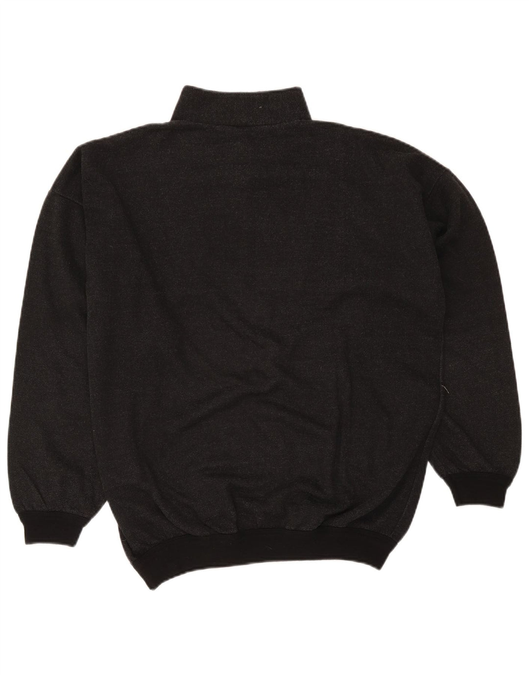Vintage Herren Sweatshirt mit 1/4-Reißverschluss, groß, grau gefleckt, Retro