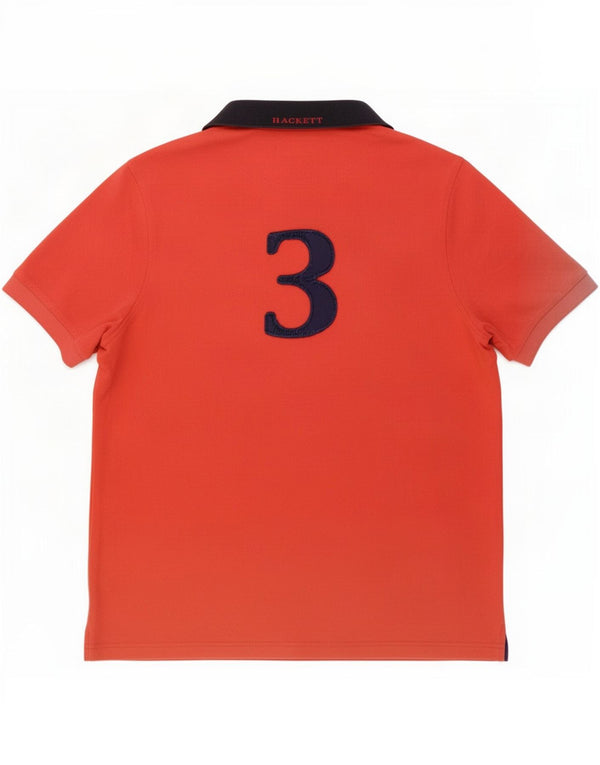 Hackett Mens Graphic Polo Shirt XL Orange Colourblock Cotton