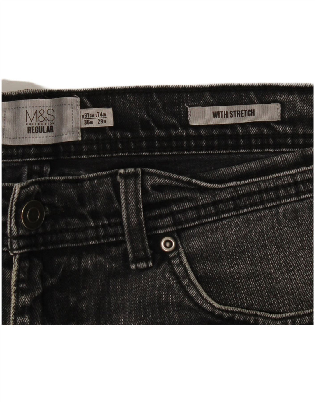 Marks & Spencer Herren Regular Straight Jeans W36 L29 Grau