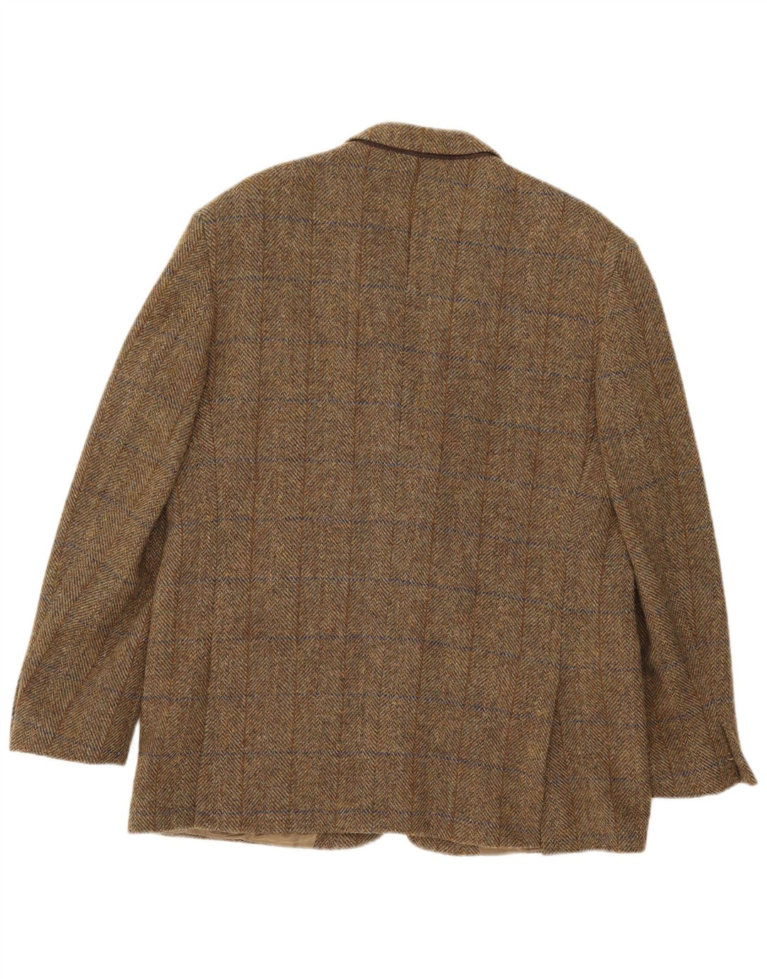 HARRIS TWEED Herren-Blazer mit 2 Knöpfen, UK 44, 2XL, Khaki, kariert, Wolle