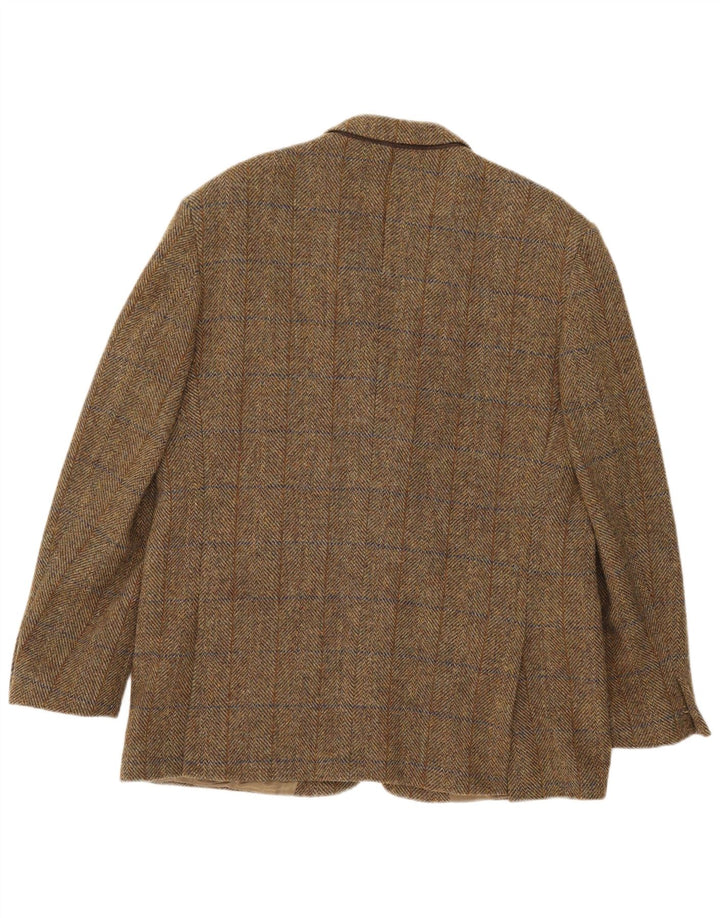 HARRIS TWEED Herren-Blazer mit 2 Knöpfen, UK 44, 2XL, Khaki, kariert, Wolle