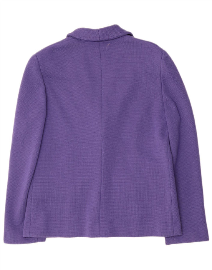 Luisa Spagnoli Damen-Strickblazer mit 2 Knöpfen, UK 12, mittelviolette Wolle