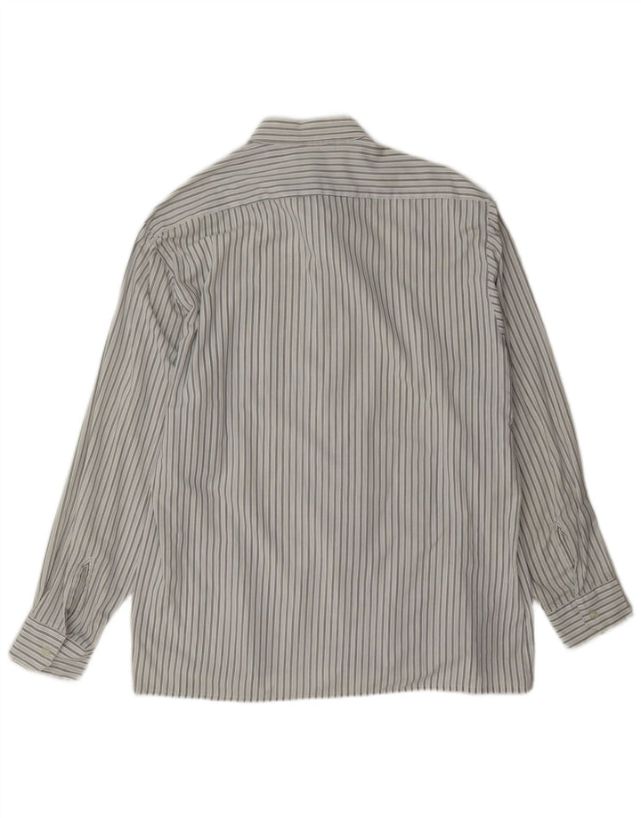 Vintage Herrenhemd Größe 16 1/2 42 Großes weiß gestreiftes Polyester