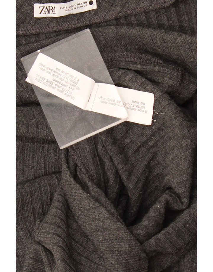 Zara Damen One Shoulder Top UK 14 Large Grau Polyester