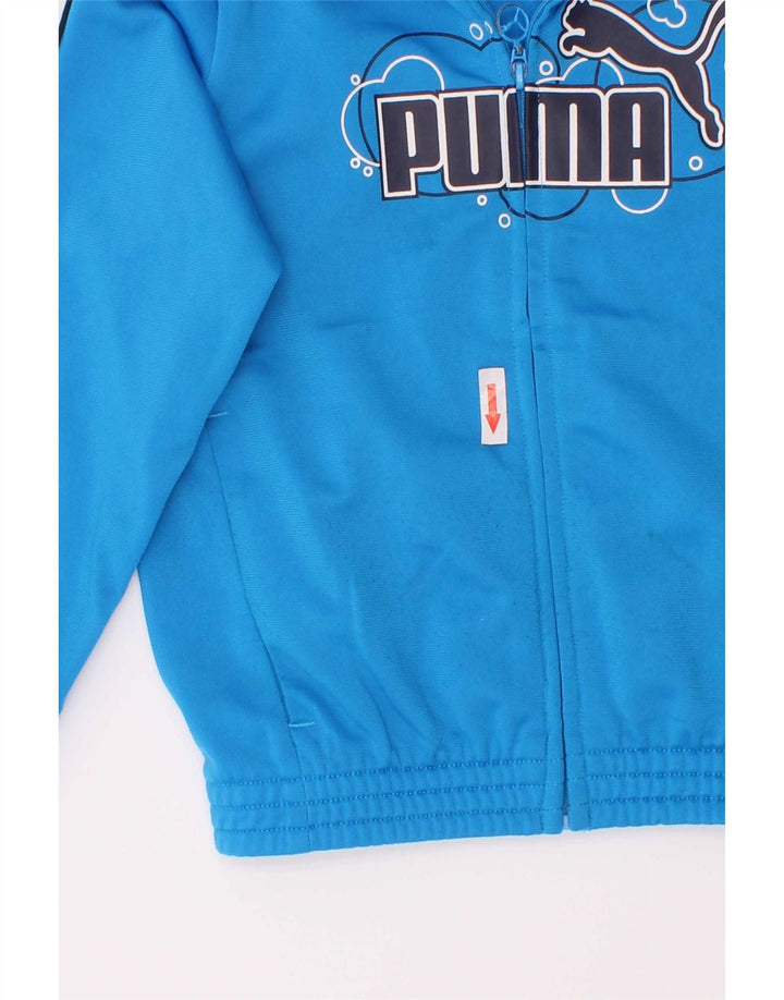 Puma Jungen Grafik-Trainingsanzug-Top-Jacke, 2–3 Jahre, blaues Farbblockdesign