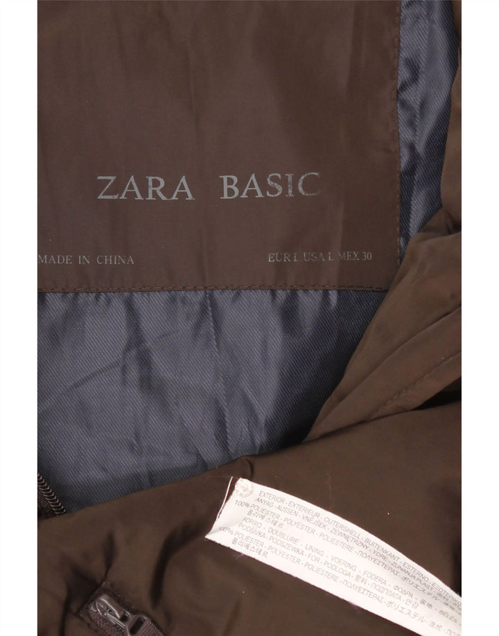ZARA Damen Wattierte Weste UK 14 Large Braun Polyester