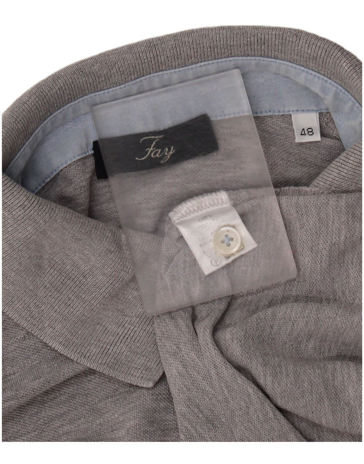 Fay Herren-Poloshirt IT 48 aus mittelgrauer Baumwolle