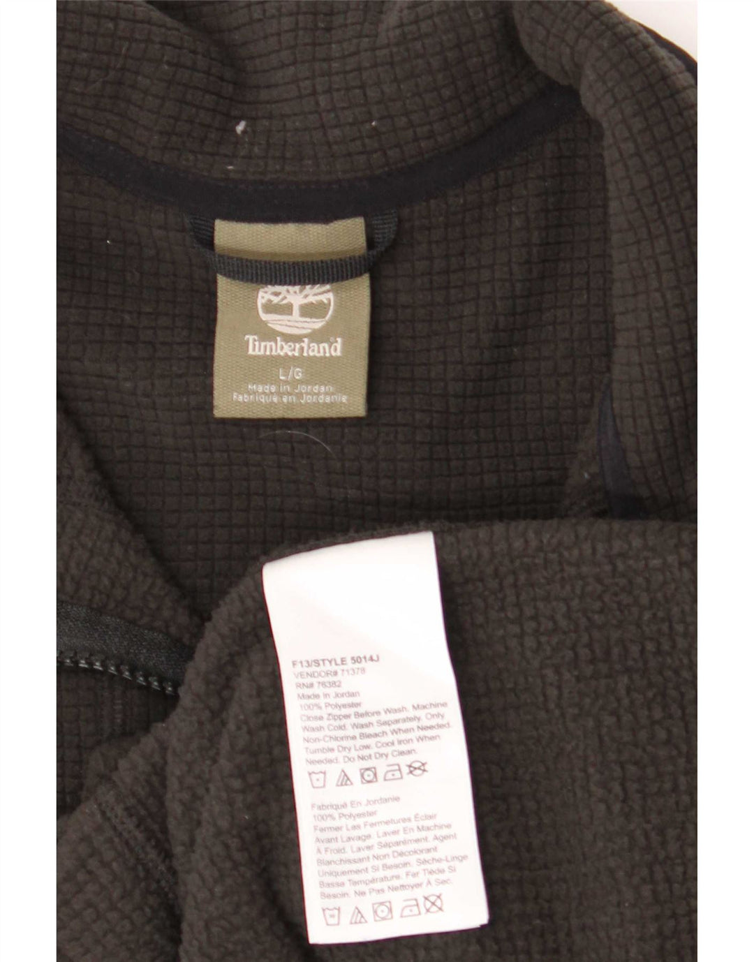Timberland Herren-Fleecepullover mit Reißverschluss am Hals, groß, aus schwarzem Polyester