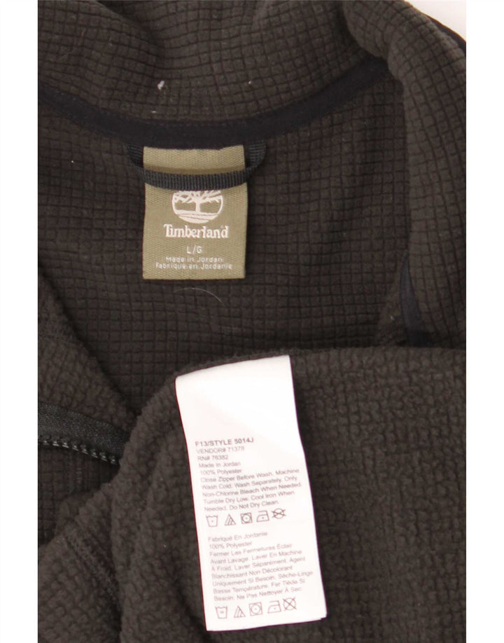 Timberland Herren-Fleecepullover mit Reißverschluss am Hals, groß, aus schwarzem Polyester