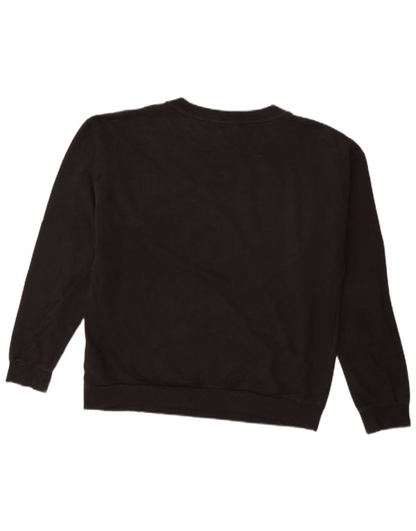 ADIDAS Damen Grafik-Sweatshirt-Pullover UK 12 Mittelschwarze Baumwolle