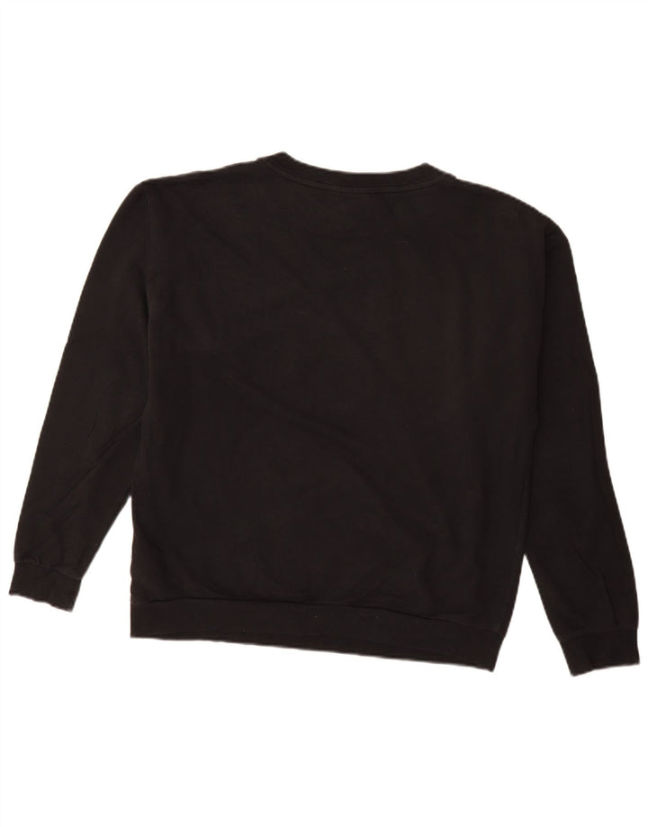 ADIDAS Damen Grafik-Sweatshirt-Pullover UK 12 Mittelschwarze Baumwolle