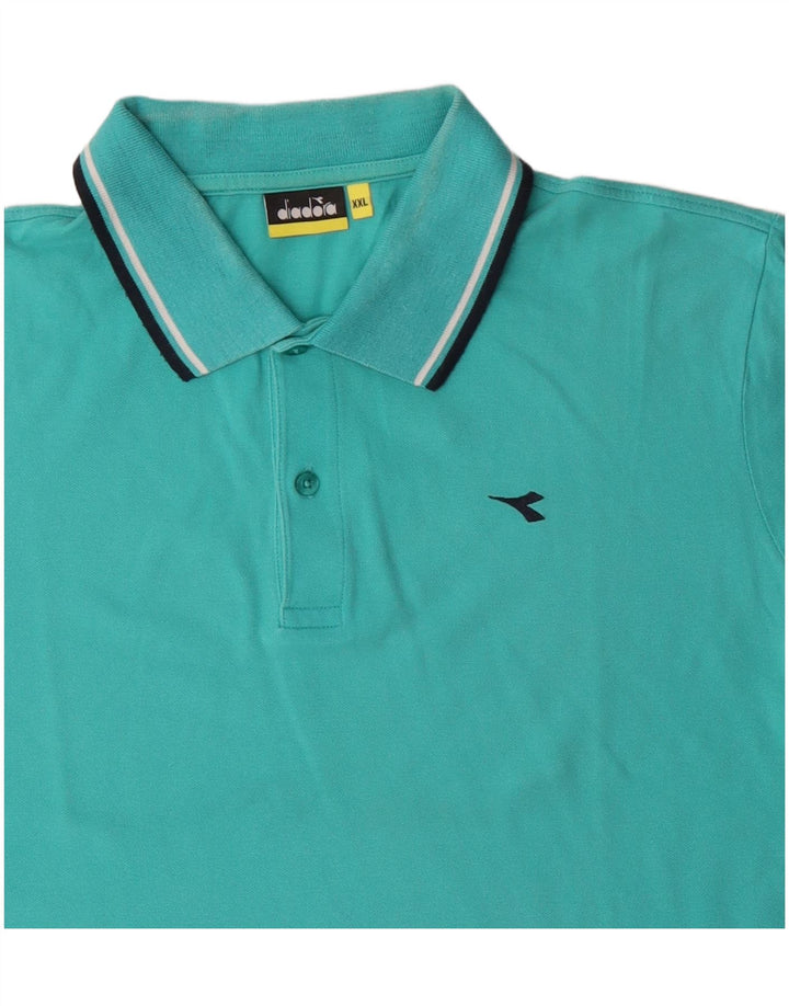 DIADORA Herren Poloshirt 2XL Türkis Baumwolle