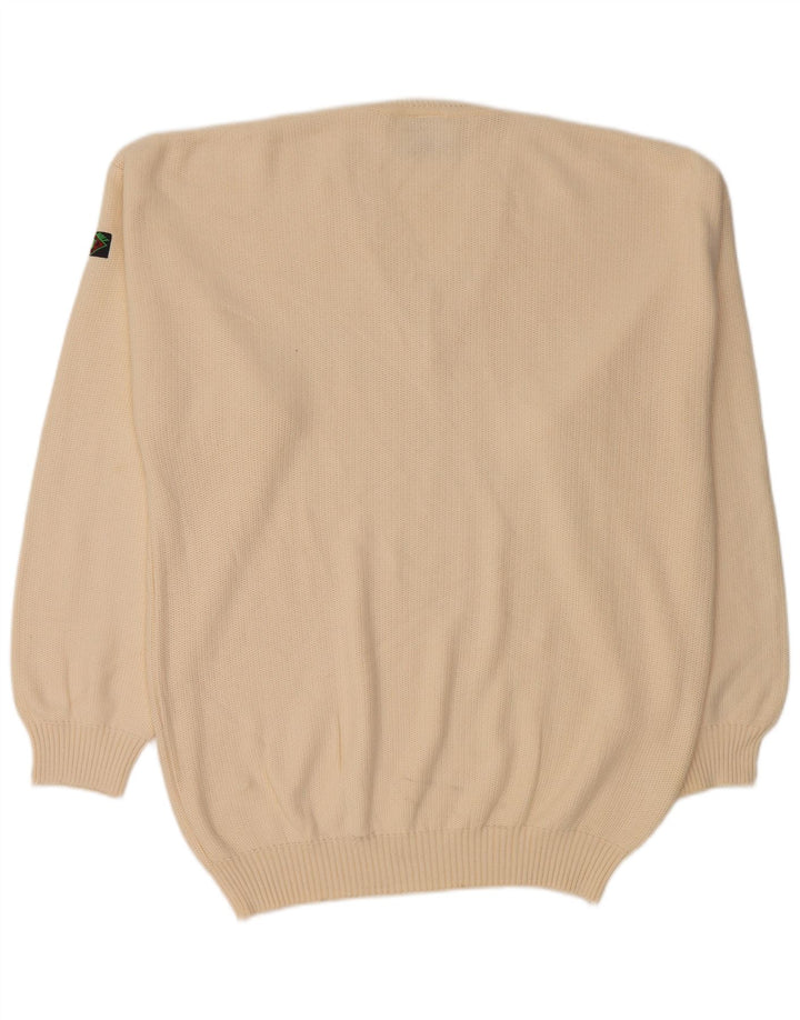 VINTAGE Herren-Pullover mit V-Ausschnitt, große beige Baumwolle