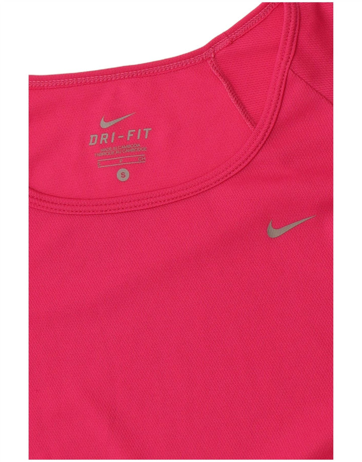 Nike Damen Dri Fit T-Shirt Top UK 10 Small Pink