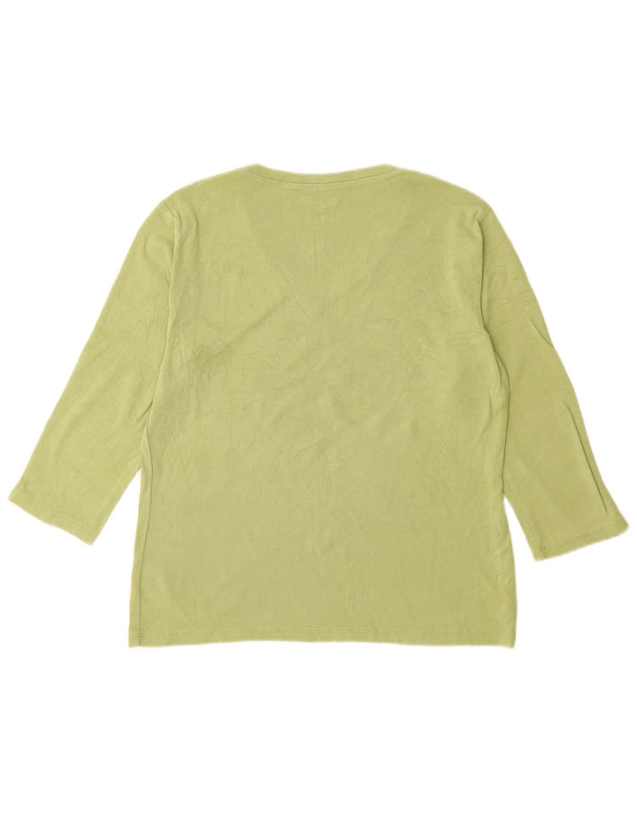 Eddie Bauer Damen Top 3/4 Ärmel UK 12 Mittelgrüne Baumwolle