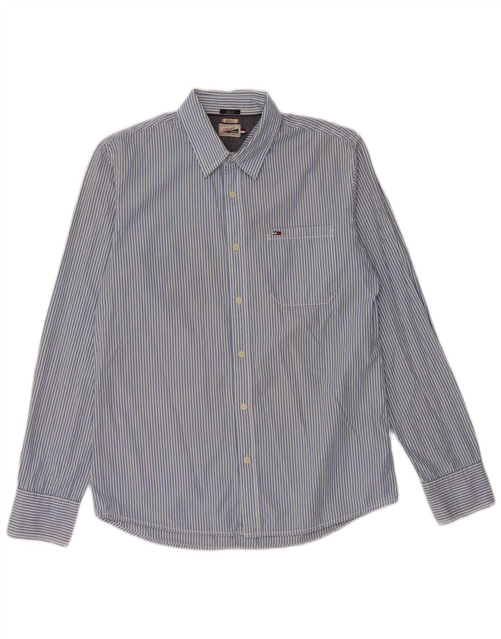 TOMMY HILFIGER Herren Slim Fit Hemd mittelblau gestreift aus Baumwolle