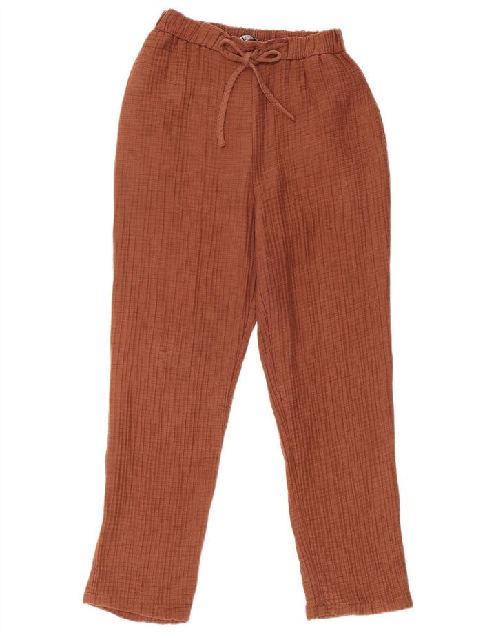Schmale Freizeithose für Damen von Zara, mittelgroß, W28, L28, braun, Baumwolle