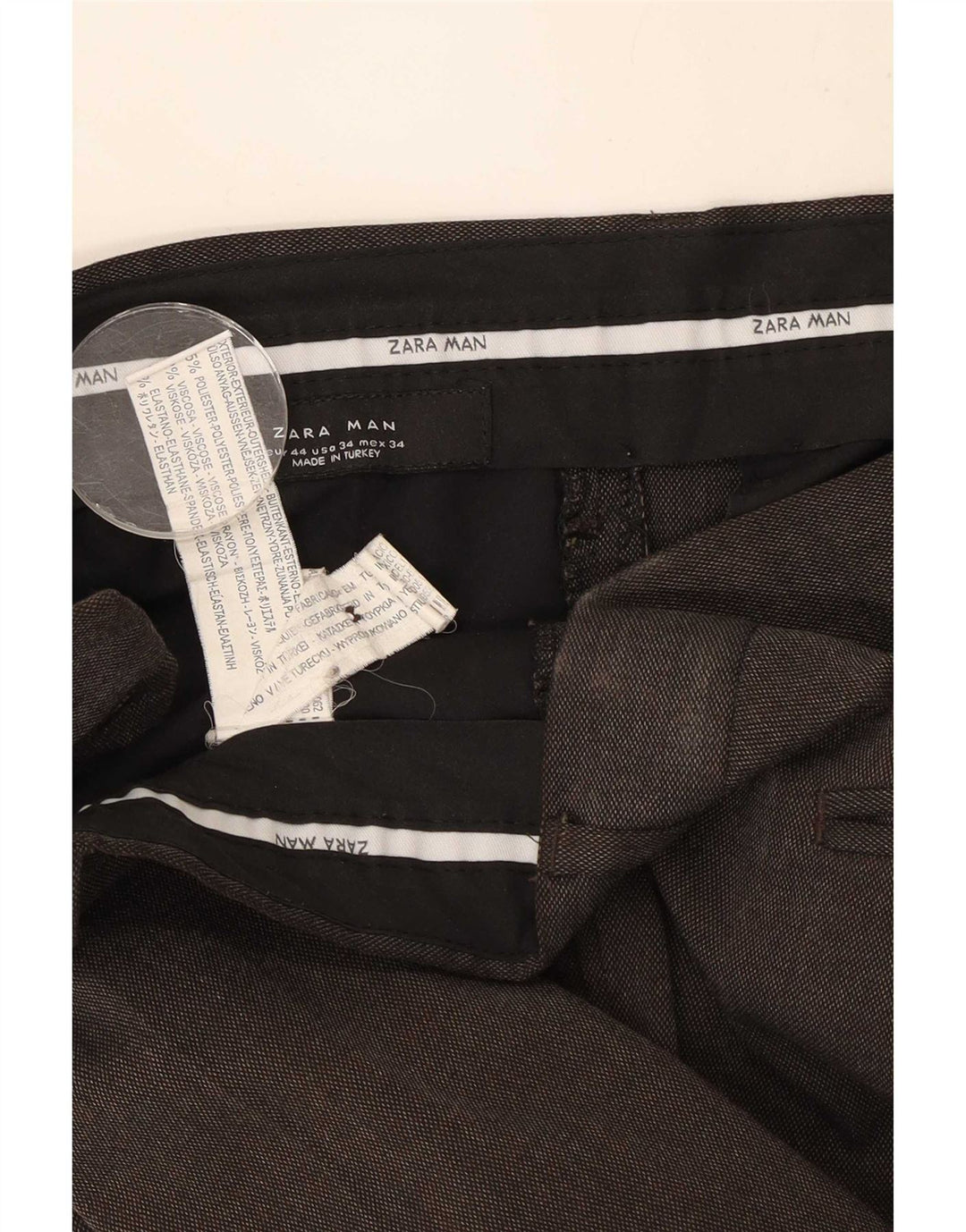 Gerade Anzughose für Herren von Zara, EU 44, Größe L, W34, L33, braun, Polyester