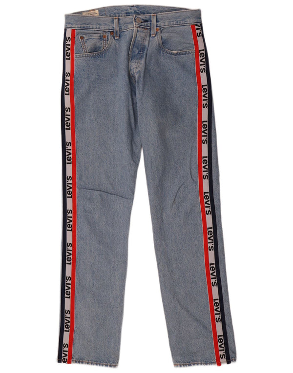 Levi's Damen 501 Graphic Straight Jeans W30 L32 Blaue Colourblock-Baumwolle