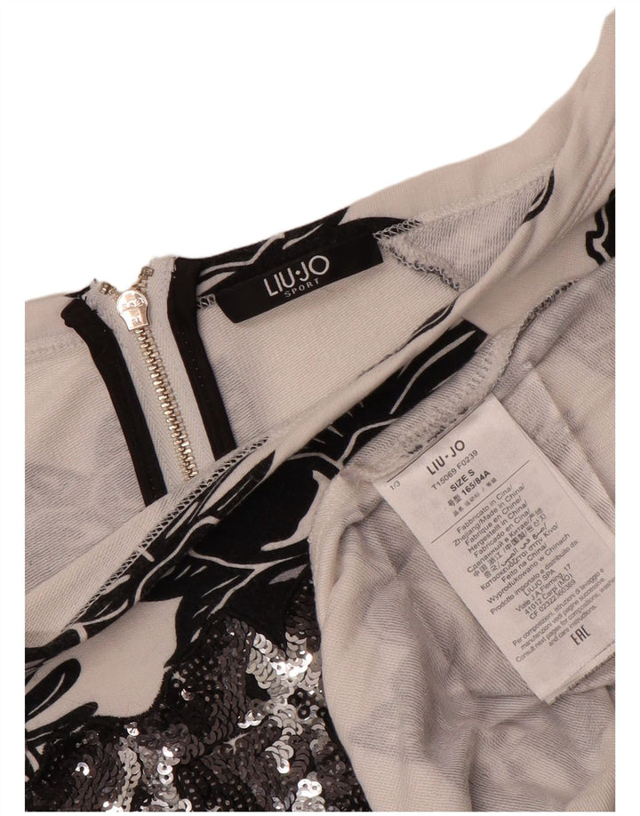 LIU JO Damen-Sweatshirt-Pullover, Gr. 10, Größe S, weiße, geblümte Viskose