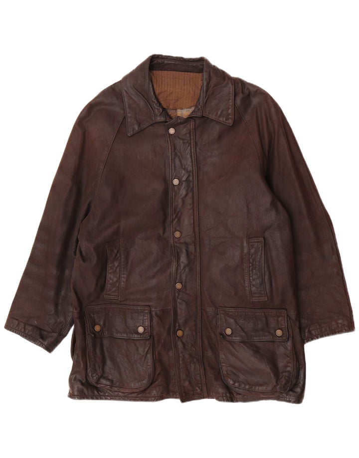 Vintage Herren Loose Fit Lederjacke UK 36 Small Brown