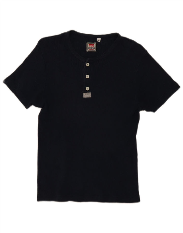 Levi's Damen T-Shirt Top UK 14 Large Marineblau